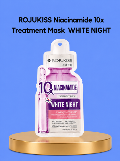 RojuKiss White Night Serum – Sérum de nuit professionnel pour soins de la peau – Traitement intensif de la nuit – Egaliseert de Huidtint, Vermindert Donkere Vlekken &amp;amp; Hydrateert – Pour une peau, une peau et une peau
