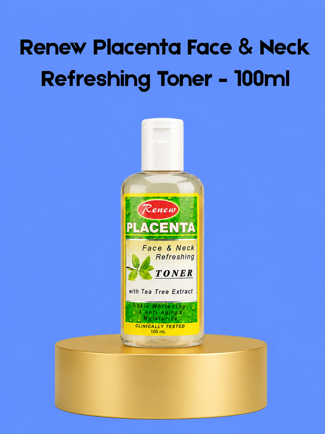 Renew Placenta Face &amp; Neck Refreshing Toner – 100 ml – Verfrissende &amp; Hydraterende Toner voor Gezicht &amp; Hals – Verbetert Elasticiteit, Egaliseert Huidtint &amp; Bereidt de Huid Voor op Hydratatie – Voor een Stralende, Soepele &amp; Gezonde Huid