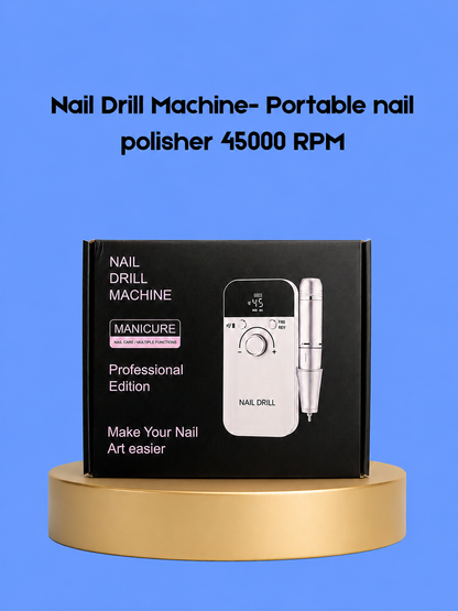 RPM Nagelboormachine – Draagbare Nagelpolijstmachine 45.000 RPM – Professionele Elektrische Nagelfrees – Krachtig, Stil &amp;amp; Precisiecontrole – Geschikt voor manicure, pedicure &amp;amp; gel-/acrylnagels – Efficiënt, veilig &amp;amp; duurzaam