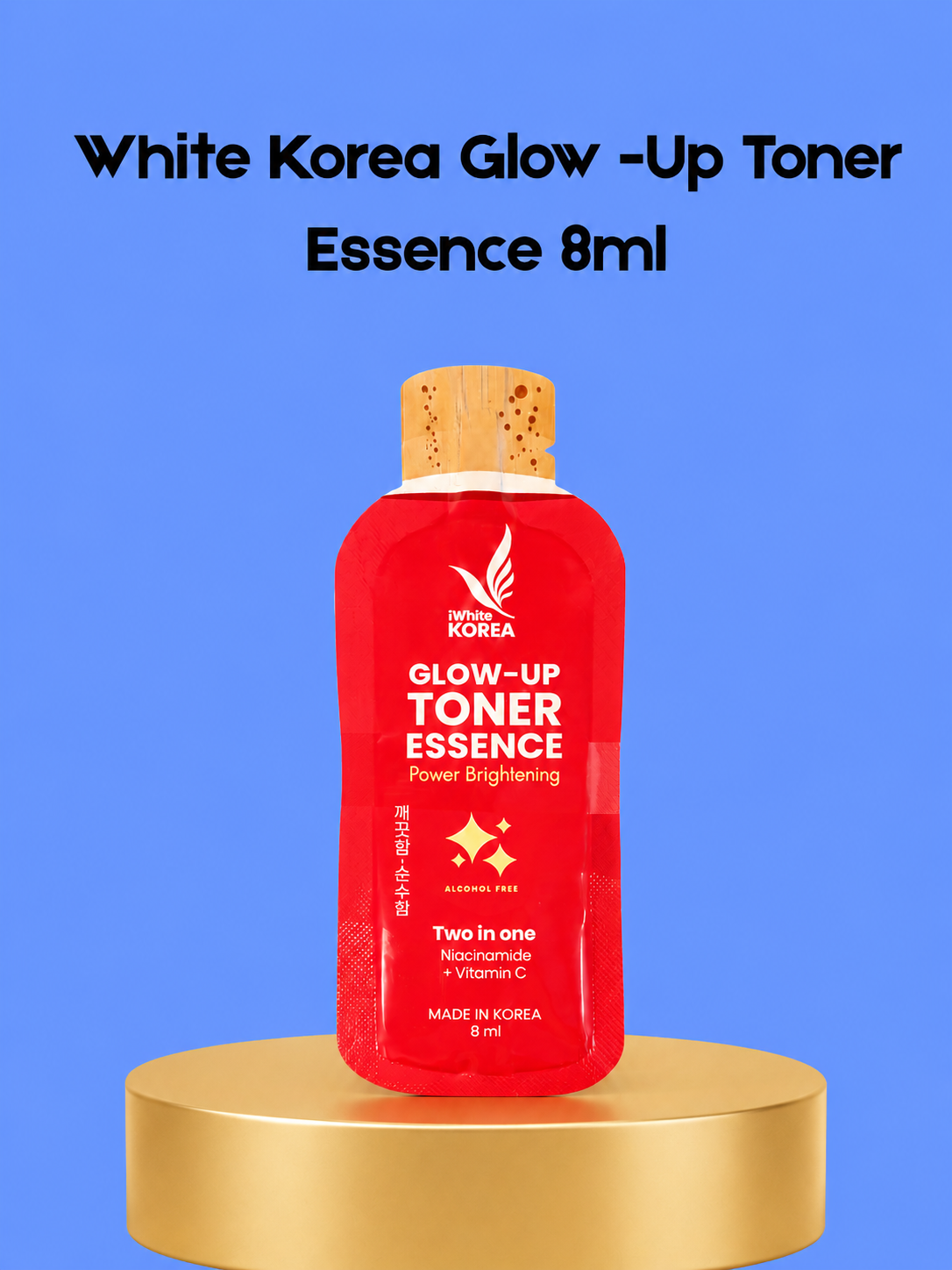 White Korea Glow-Up Toner Essence – 8 ml – Tonique et essence 2 en 1 purifiés et hydratants – Égaliseert de Huidtint, Verbetert Textuur &amp;amp; Geeft een Stralende Glow – Pour une peau frisée, douce et humide