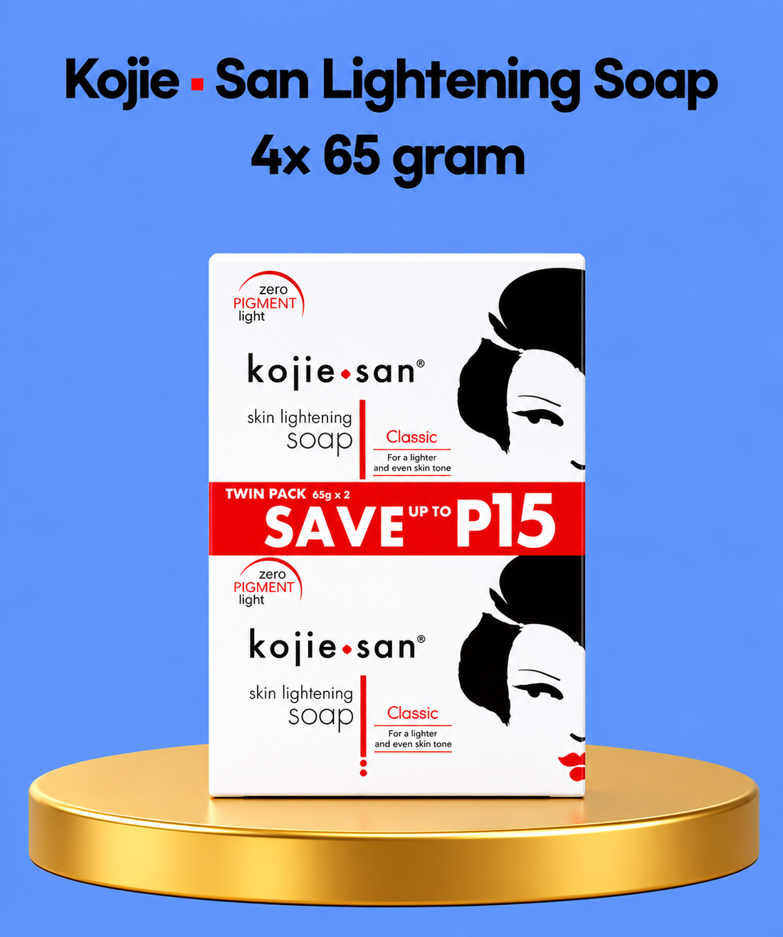 Kojie San Lightening Soap – 4×65 g – Verhelderende &amp; Hydraterende Zeepset – Helpt Donkere Vlekken te Verminderen, Egaliseert de Huidtint &amp; Hydrateert Intensief – Voor een Gladde, Stralende &amp; Gezonde Huid