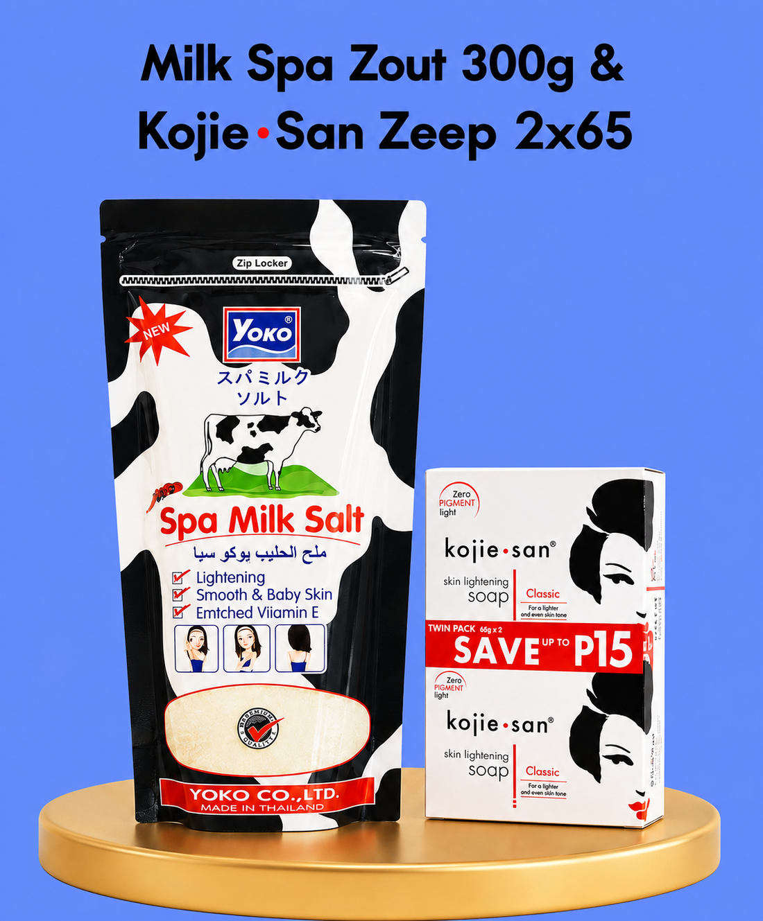 Milk Spa Salt 300 g &amp;amp; Kojie San Soap 2×65 g – Verhelderend &amp;amp; Hydrateren Voordeelpakket – Exfolieert, Egaliseert de Huidtint &amp;amp; Helpt Donkere Vlekken te verminderen – Voor een Gladde, Stralende &amp;amp; Gezonde Huid