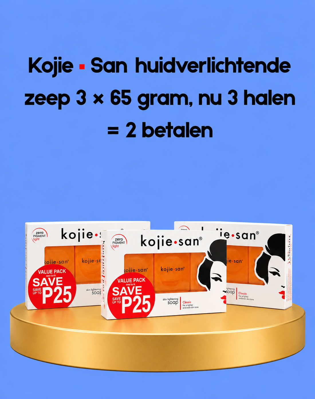 Kojie San Skin Lightening Soap – 3×65 g – Verhelderende &amp; Hydraterende Zeepset – Helpt Donkere Vlekken te Verminderen, Egaliseert de Huidtint &amp; Hydrateert Intensief – Special Offer: Buy 2, Get 3!