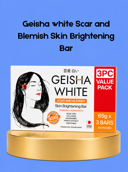 Geisha White Scar &amp;amp; Blemish Skin Brightening Bar – Verhelderende Zeep – Helpt Donkere Vlekken et Littekens te Verminderen, Egaliseert de Huidtint &amp;amp; Verfrist – Pour une peau heureuse, stridente et gezonde