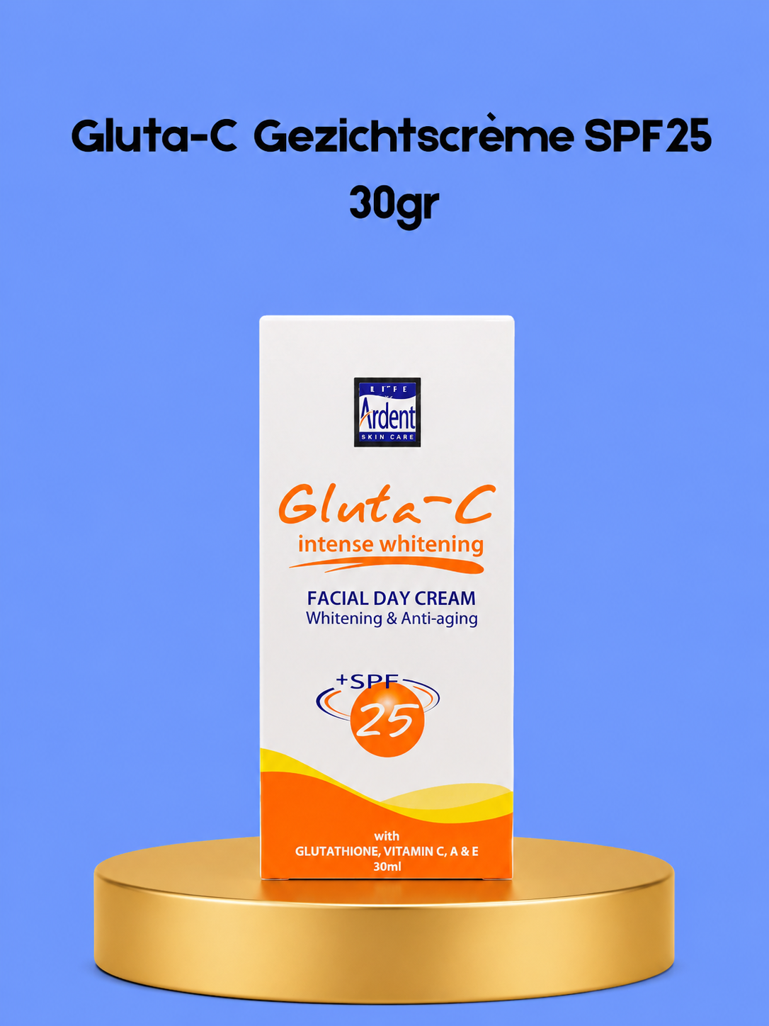 Gluta-C Face Cream SPF 25 – 30 g – Verhelderende &amp;amp; Beschermende Gezichtscrème – Verminderde Donkere Vlekken, Egaliseert de Huidtint &amp;amp; Beschermt tegen UV-stralen – Voor een Gladde, Stralende &amp;amp; Gezonde Teint