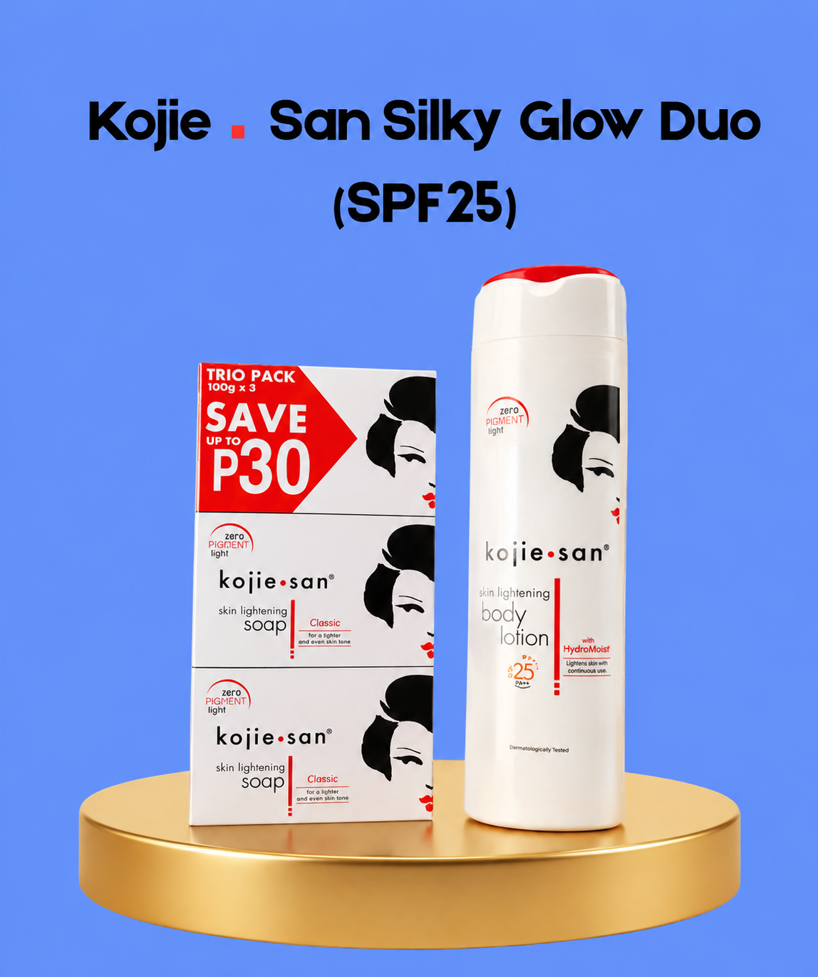 Kojie San Silky Glow Duo – SPF 25 – Ensemble de nettoyage et de protection de l&