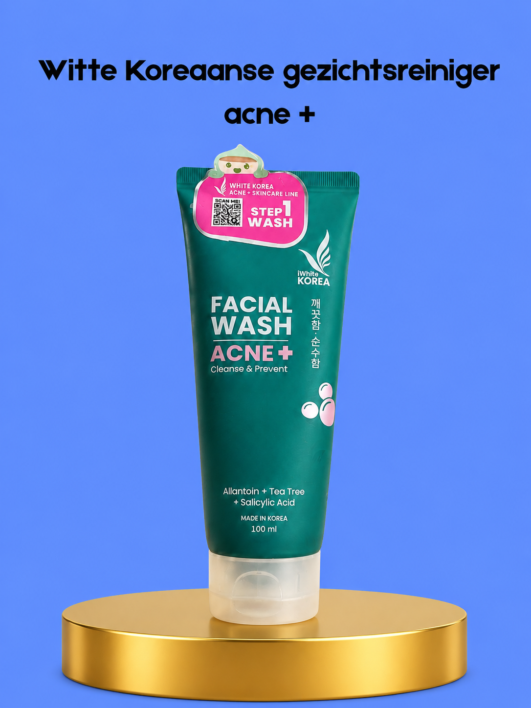 White Korea Facial Wash Acne+ Cleanse &amp;amp; Prevent – ​​100 ml – Diep Reinigende &amp;amp; Acne-Bestrijdende Gezichtsreiniger – Verwijdert Onzuiverheden, Voorkomt Puistjes &amp;amp; Geeft een Frisse, Gladde &amp;amp; Gezonde Huid