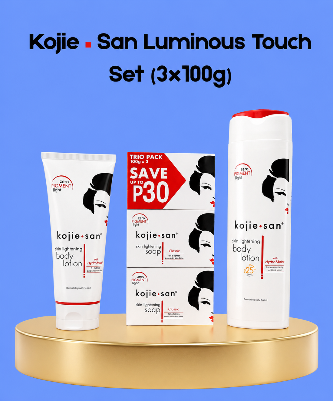 Kojie San Luminous Touch Set – 3×100 g – Verhelderende &amp;amp; Hydraterende Zeepset – Helpt Donkere Vlekken te verminderen, Egaliseert de Huidtint &amp;amp; Hydrateert Intensief – Voor een Gladde, Stralende &amp;amp; Gezonde Huid