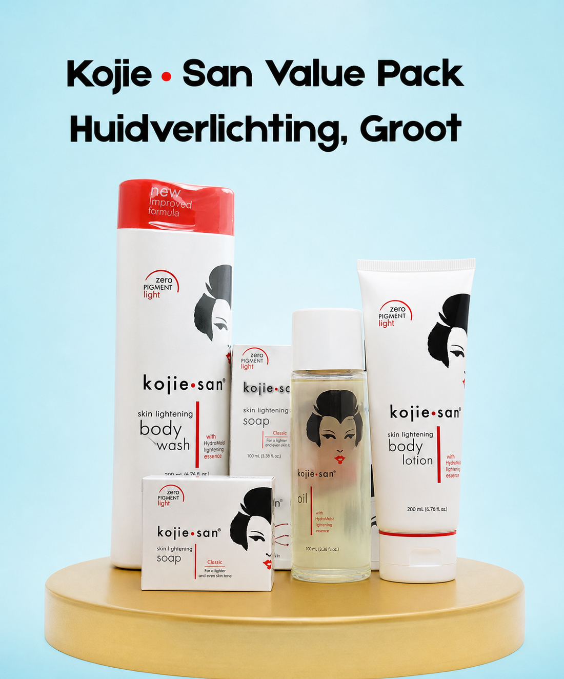 Kojie San Value Pack Skin Lightening – Large – Complete Verhelderende Huidverzorgingsset – verminderd Donkere Vlekken, Egaliseert de Huidtint &amp;amp; Ondersteunt een Gladde, Stralende &amp;amp; Gezonde Huid