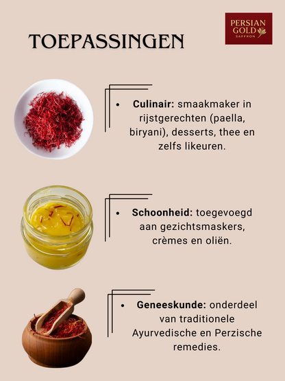Persian Gold Premium Saffraan 4g – 100% Pure Premium Iraanse Kwaliteit – Klasse 1 Gecertificeerd – Saffron – Iraanse Saffraan – Beste Saffraan – Pure Natuurzuivere Saffraan – Krokus Specerij
