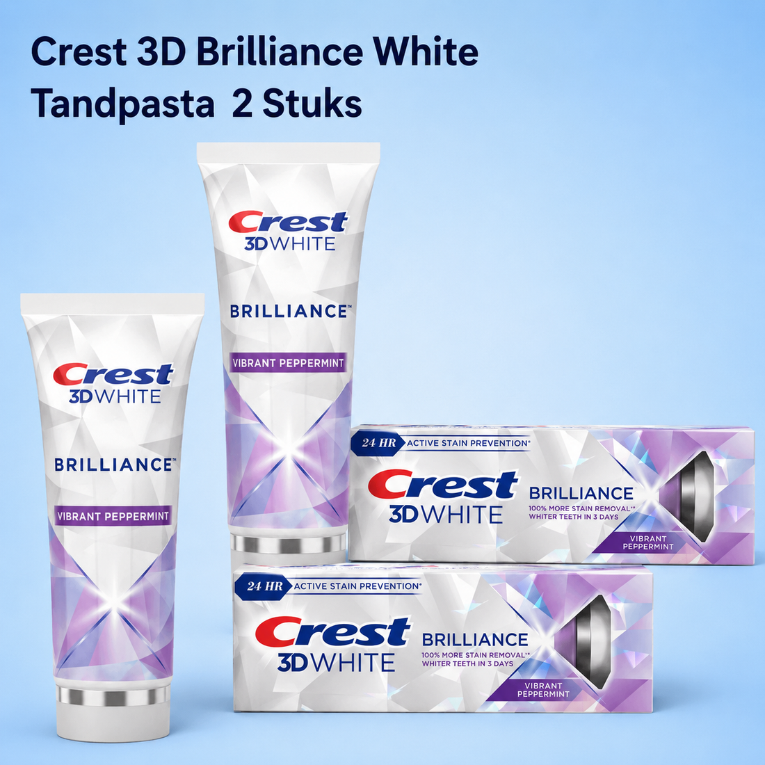 Crest 3D Brilliance White Tandpasta – 121 g (2 stuks) – Geavanceerde Whitening Tandpasta – Verwijdert Oppervlaktevlekken, Verhelderde Tanden &amp;amp; Zorgt voor een Stralend Witte, Gezonde Glimlach