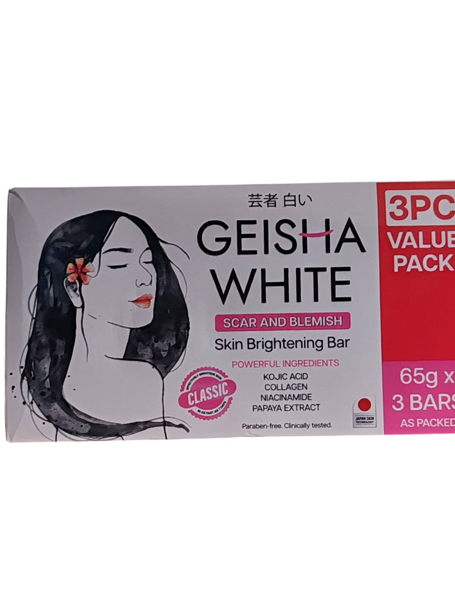 Geisha white Scar and Blemish Skin Brightening Bar Classic 3x65 gram