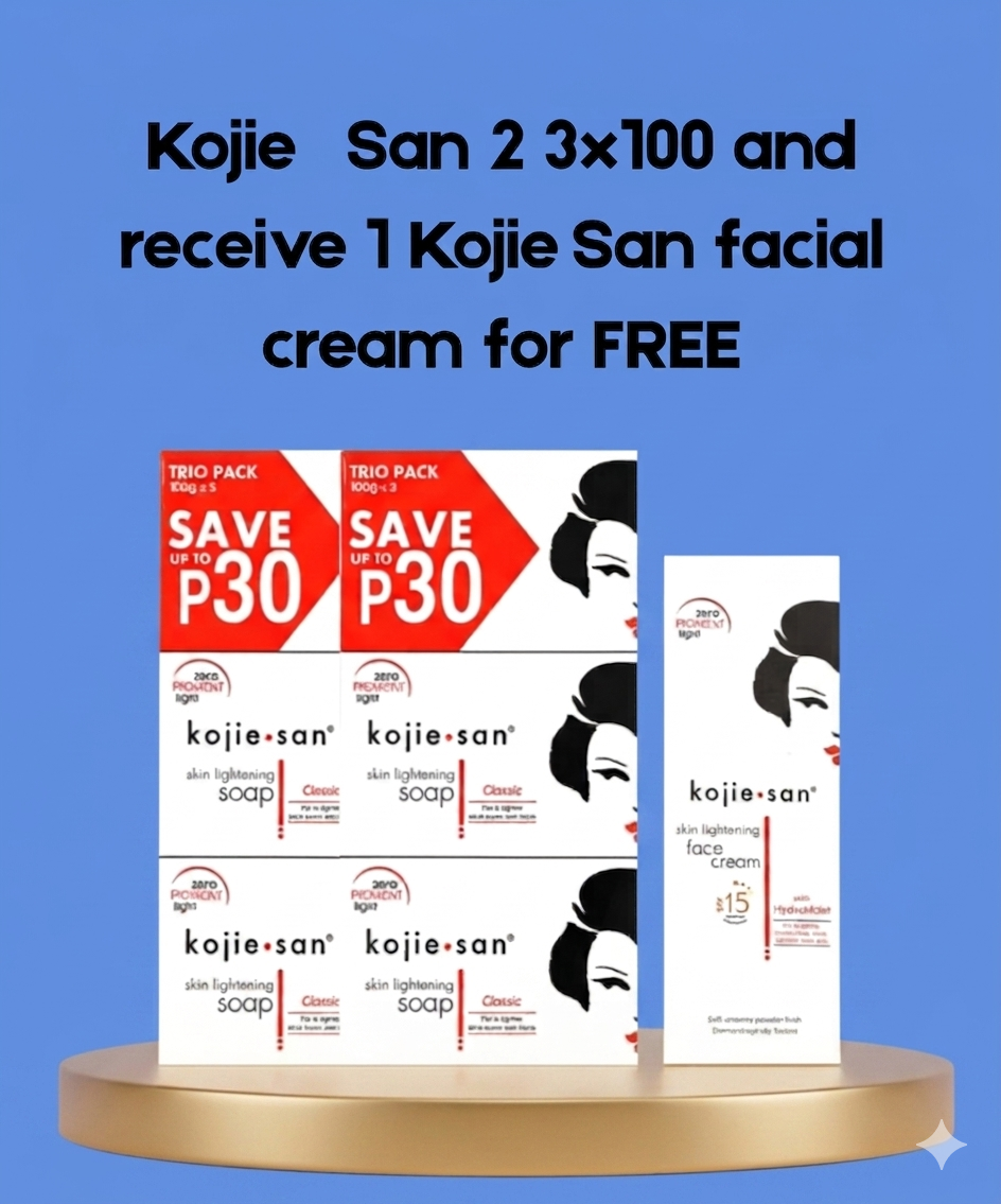 Achetez 2 Kojie San 3×100 g et recevez 1 crème pour le visage Kojie San gratuite – Ensemble Verhelderende &amp;amp; Hydraterende – Vermindert Donkere Vlekken, Egaliseert de Huidtint &amp;amp; Hydrateert Intensief – Voor een Gladde, Stralende &amp;amp; Gezonde Huid