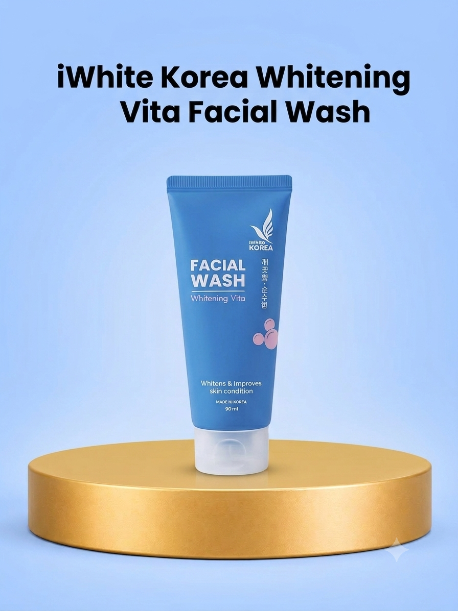 iWhite Korea Whitening Vita Facial Wash – Verhelderende Gezichtsreiniger – Reinigt Diep, Verwijdert Vuil, Overtollige Olie &amp; Onzuiverheden – Helpt de Huidteint te Egaliseren, Verbetert de Huidconditie &amp; Laat de Huid Fris, Zacht en Stralend Achter