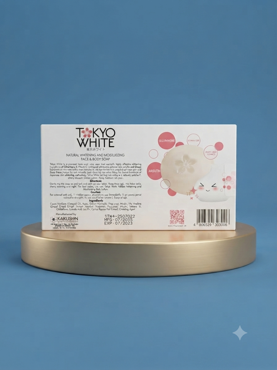 Tokyo White Natural Whitening &amp; Moisturizing Soap Duo Pack – 2 × 100 g – Verhelderende Gezichts- &amp; Lichaamszeep – Helpt Donkere Vlekken te Verminderen, Egaliseert de Huidtint &amp; Hydrateert de Huid – Voor een Zachte, Gladde &amp; Stralende Huid