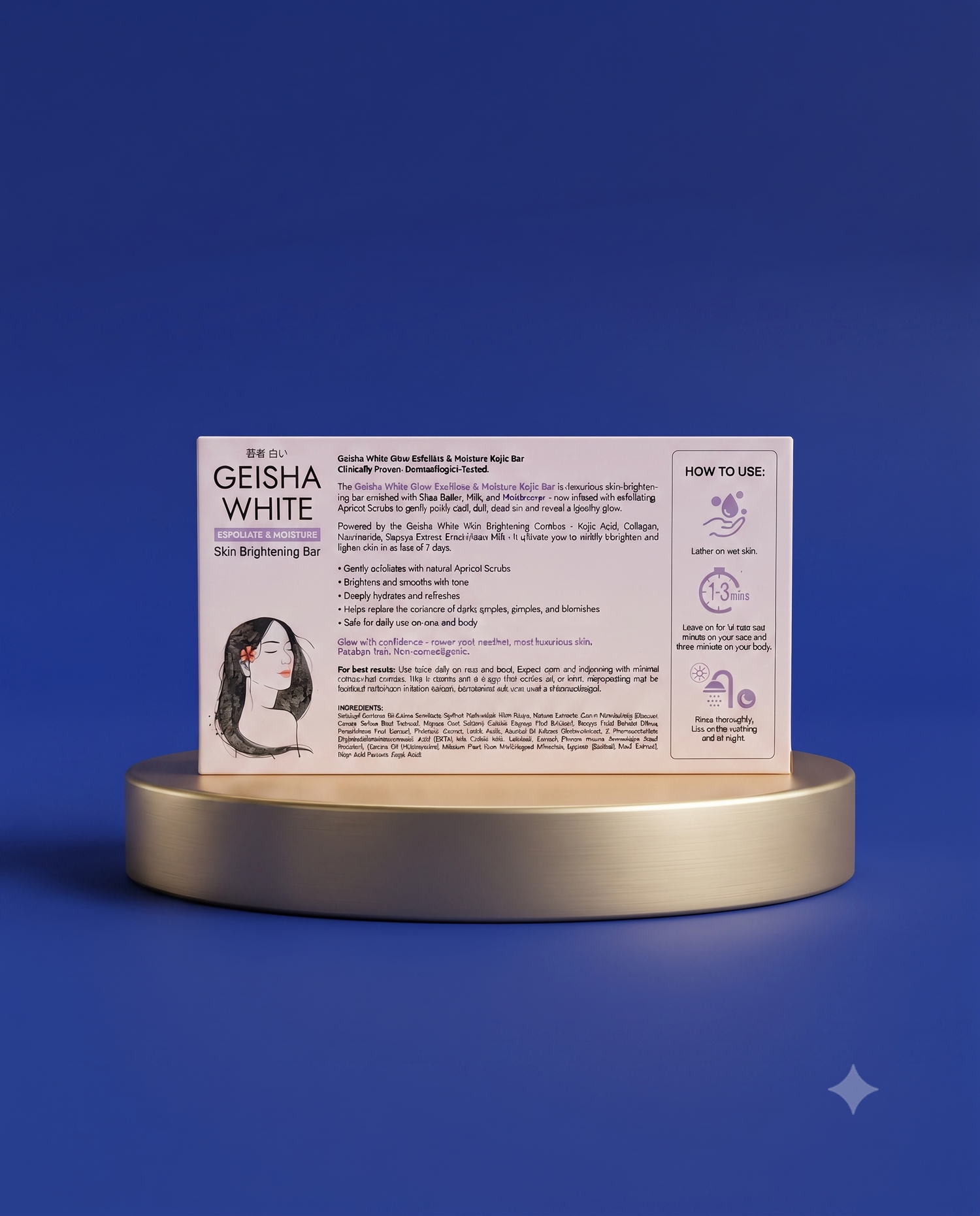 Geisha White Exfoliate &amp; Moisture Skin Brightening Bar – 3×65 g – Exfoliërende &amp; Hydraterende Zeep – Verwijdert Dode Huidcellen, Helpt de Huid te Verhelderen &amp; Egaliseert de Huidtint – Voor een Zachte, Stralende Huid