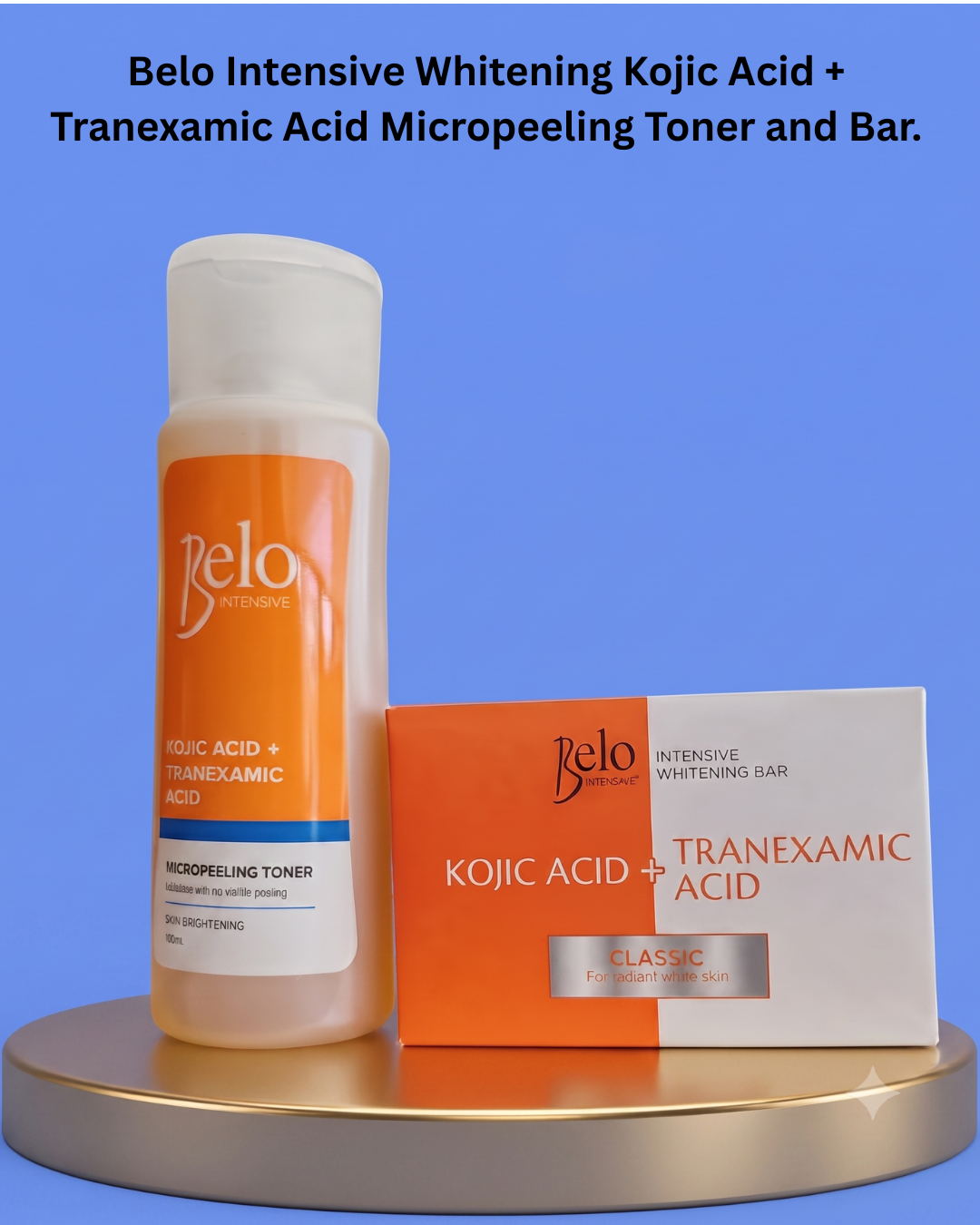 Belo Value Pack Kojic Acid + Tranexamic Acid Micropeeling Toner 60 ml + Soap 65 g – Verhelderende &amp; Exfoliërende Set – Helpt Donkere Vlekken te Verminderen, Egaliseert de Huidtint &amp; Zorgt voor een Gladde, Stralende Huid