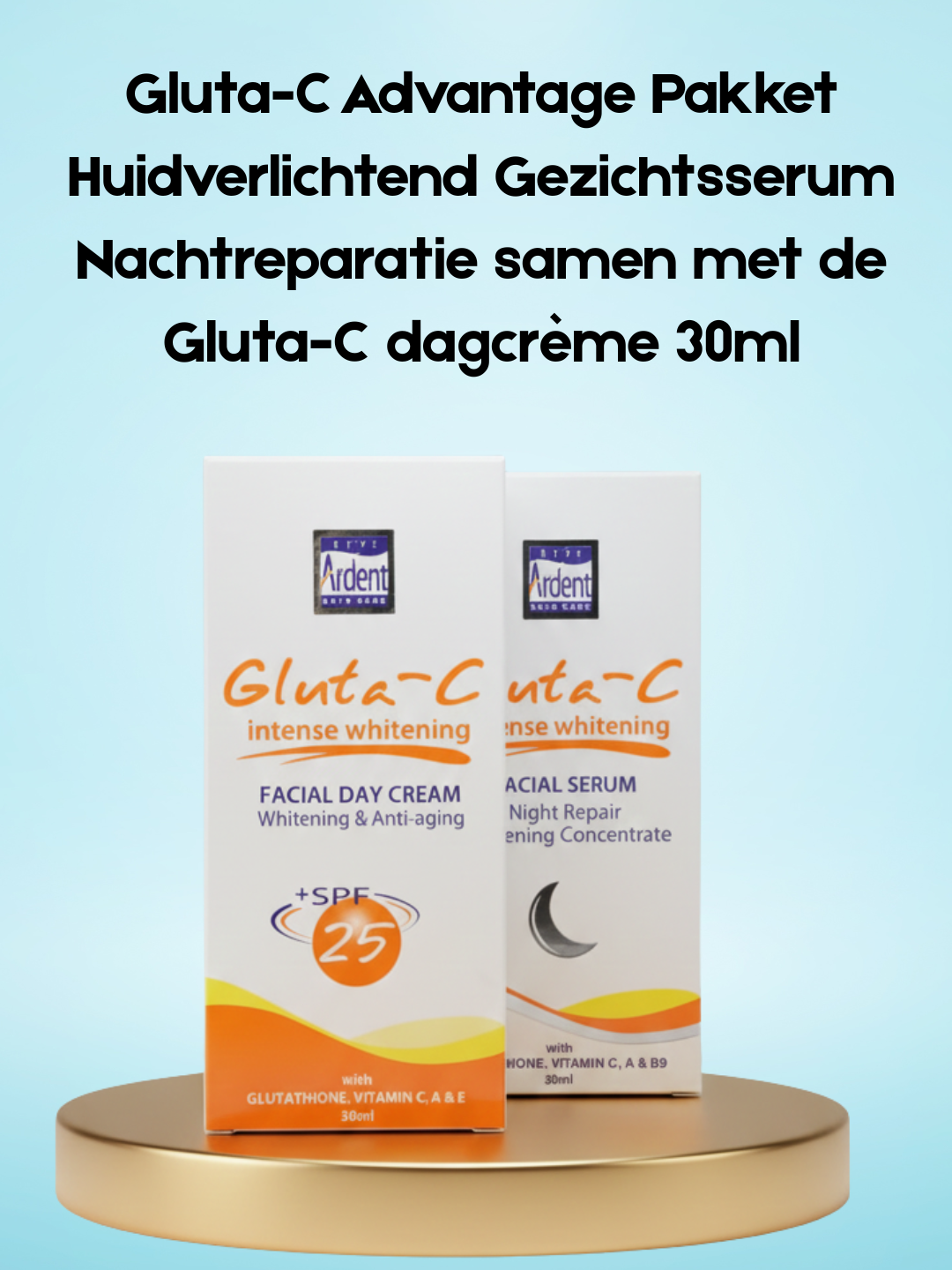 Forfait Avantage Gluta-C Sérum Visage Éclaircissant Réparateur de Nuit avec la crème de jour Gluta-C 30 ml