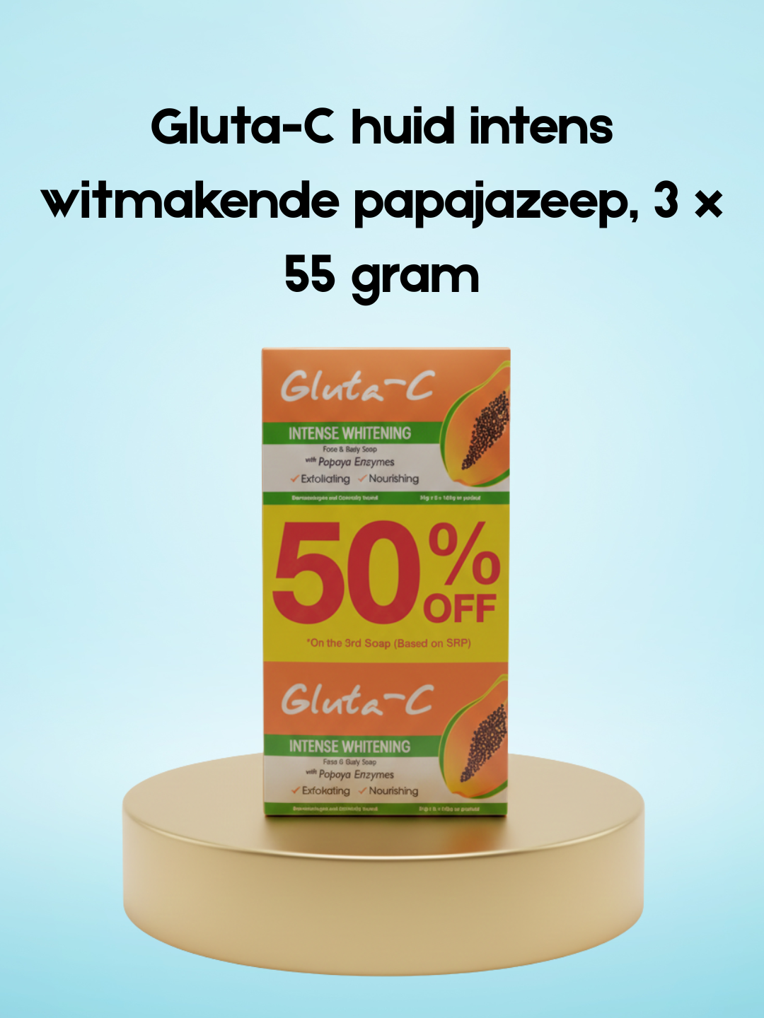 Gluta-C skin intense whitening papaya soap, 3 x 55 grams
