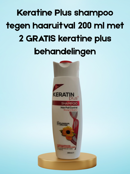 Shampooing Keratin Plus contre la chute des cheveux 200 ml avec 2 traitements Keratin Plus GRATUITS