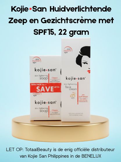 KojieSan Skin Lightening Soap and Face Cream with SPF15, 22 grams
