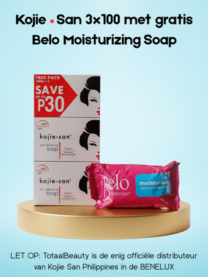 Kojie San 3x100 met gratis Belo Moisturizing Soap