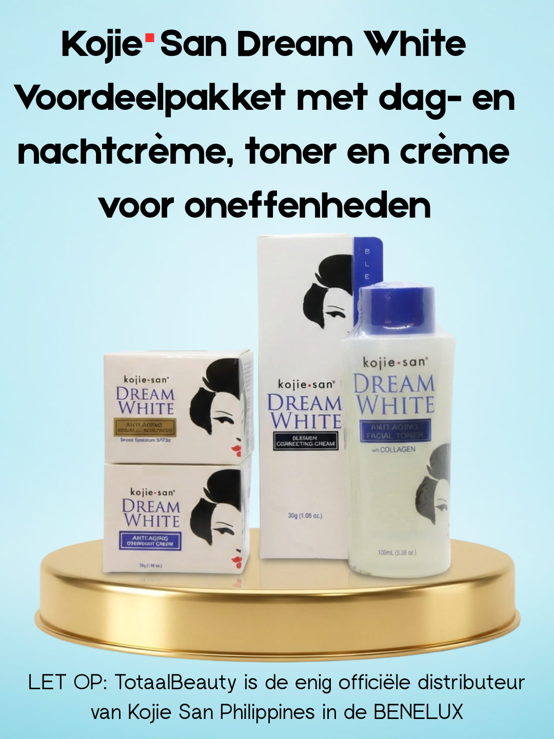 Kojie San Dream White Voordeelpakket – Dag- &amp;amp; Nachtcrème, Toner &amp;amp; Blemish Cream – Complete Verhelderende Huidverzorgingsset – Verminderde Donkere Vlekken, Egaliseert de Huidtint &amp;amp; Ondersteunt een Gladde, Stralende &amp;amp; Gezonde Huid