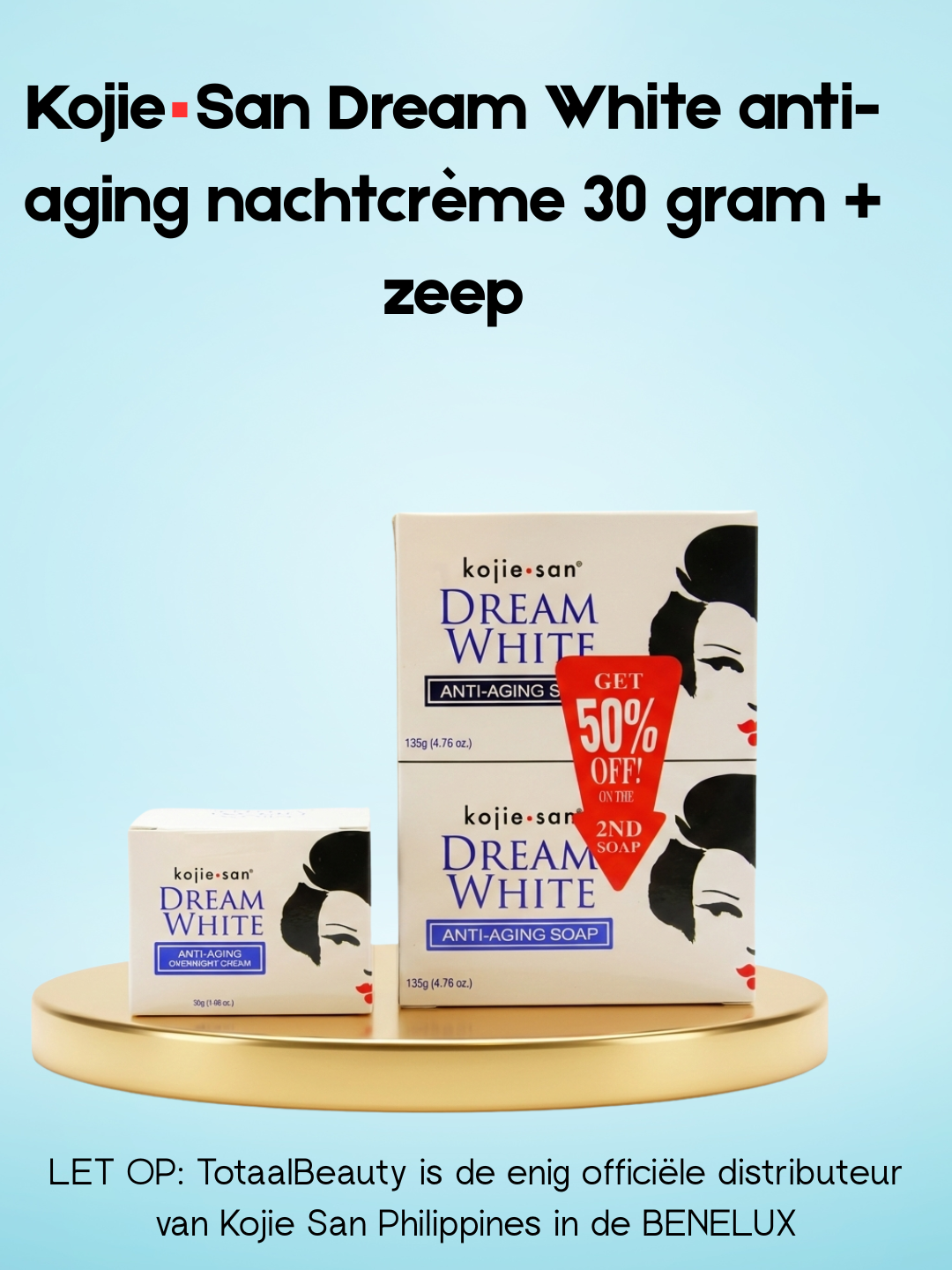 Kojie San Dream White Anti-Aging Night Cream – 30 g + Soap – Verhelderende &amp; Hydraterende Nachtverzorgingsset – Vermindert Donkere Vlekken, Egaliseert de Huidtint &amp; Ondersteunt Huidverjonging – Voor een Gladde, Stralende &amp; Gezonde Teint