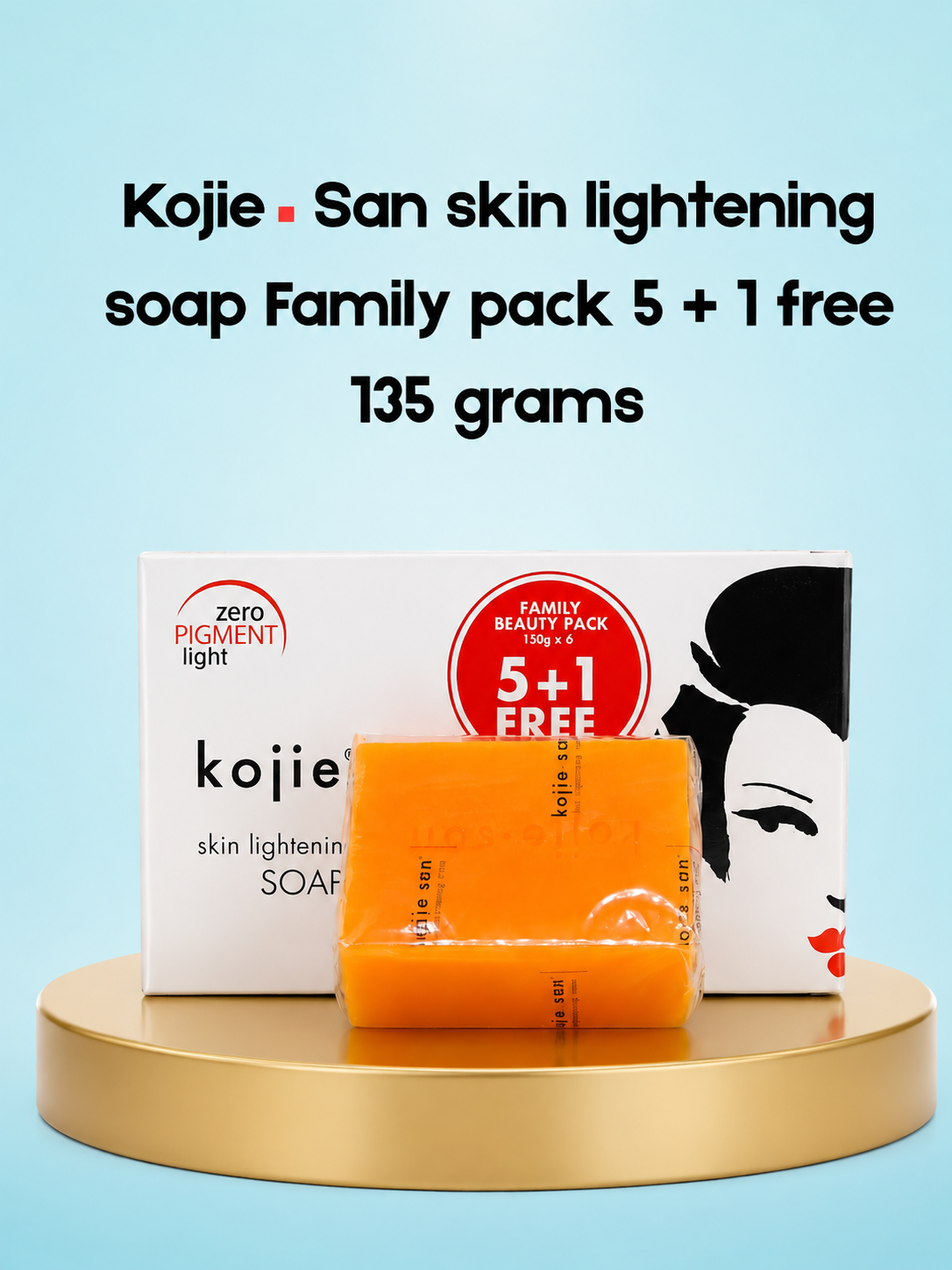 Kojie San Skin Lightening Soap – Family Pack 5 + 1 GRATIS – 135 g – Verhelderende &amp;amp; Hydraterende Zeep – verminderde Donkere Vlekken, Egaliseert de Huidtint &amp;amp; Houdt de Huid Zacht, Glad &amp;amp; Stralend