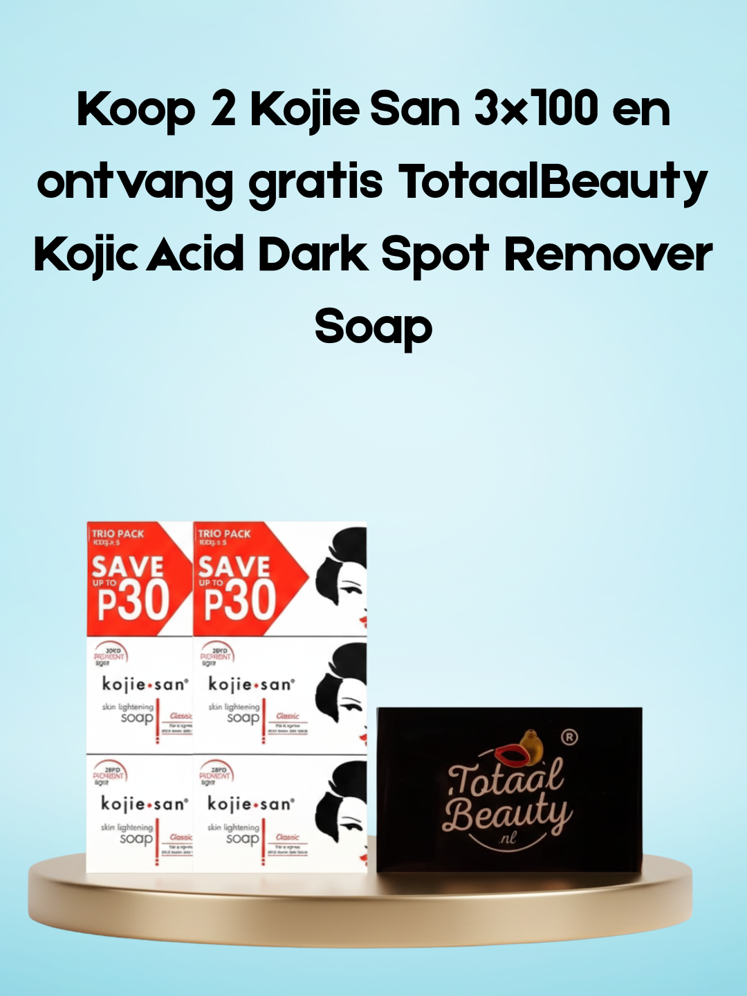 Koop 2 Kojie San 3x100 en ontvang gratis TotaalBeauty Kojic Acid Dark Spot Remover Soap