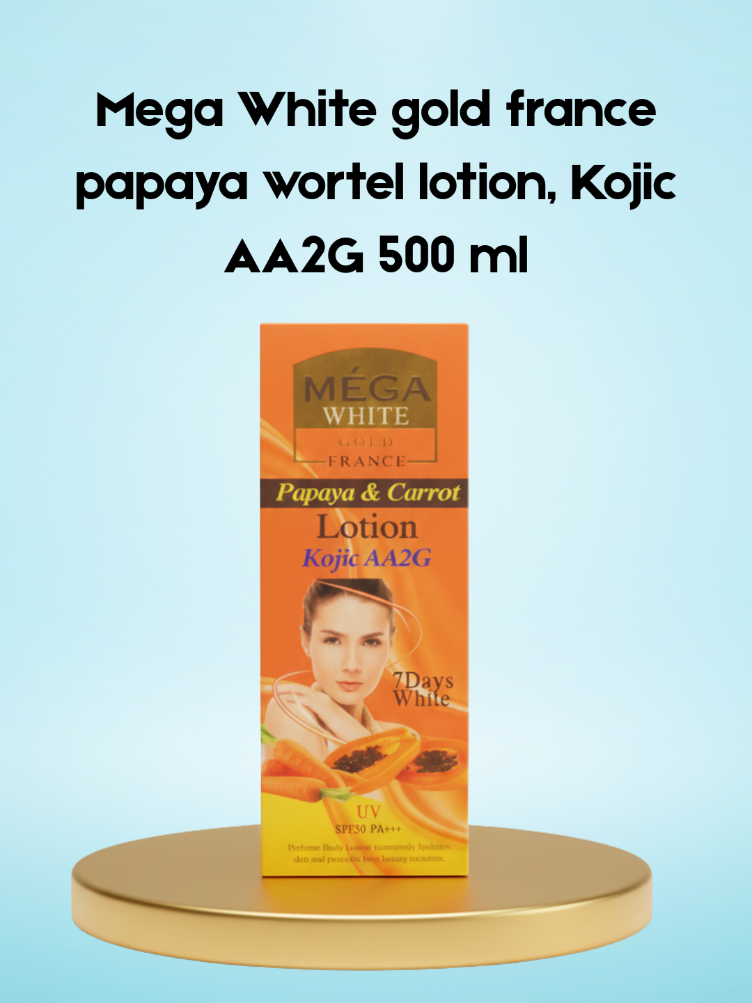 Lotion Méga White Gold France Papaye Carotte, Kojic AA2G 500 ml