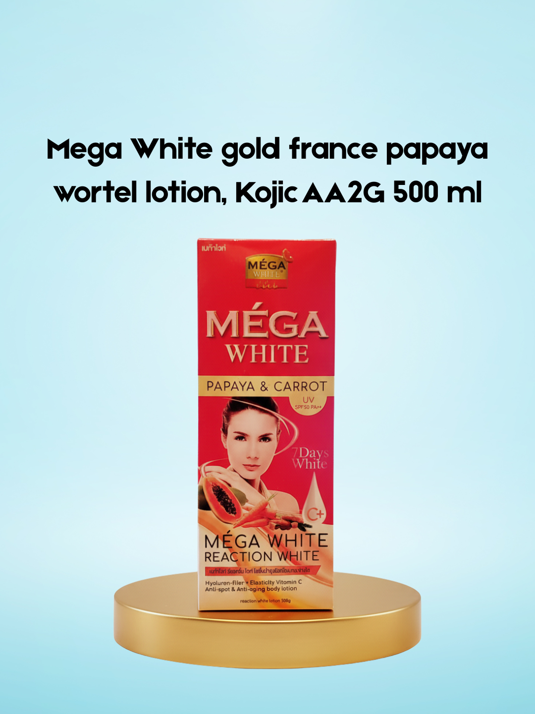 Mega White gold france papaya carrot Lotion, Kojic AA2G 500 ml