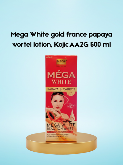 Mega White gold france papaya carrot Lotion, Kojic AA2G 500 ml