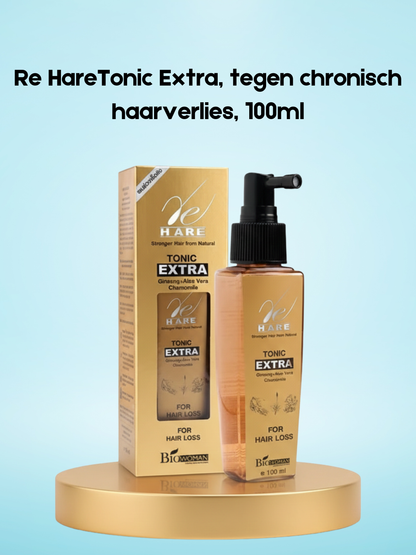 Re HareTonic Extra – 100 ml – Tegen Chronisch Haarverlies – Versterkende &amp; Voedende Haarbehandeling – Helpt Haaruitval te Verminderen, Bevordert Gezonde Haargroei &amp; Verzorgt Sterk, Glanzend Haar