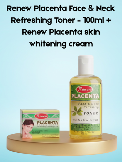 Lotion tonique rafraîchissante visage et cou Renew Placenta – 100 ml + Crème éclaircissante pour la peau Renew Placenta