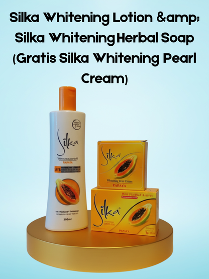 Lotion blanchissante Silka et savon blanchissant aux herbes Silka (crème blanchissante Silka Pearl offerte)