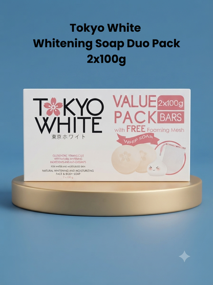 Tokyo White Natural Whitening &amp; Moisturizing Soap Duo Pack – 2 × 100 g – Verhelderende Gezichts- &amp; Lichaamszeep – Helpt Donkere Vlekken te Verminderen, Egaliseert de Huidtint &amp; Hydrateert de Huid – Voor een Zachte, Gladde &amp; Stralende Huid