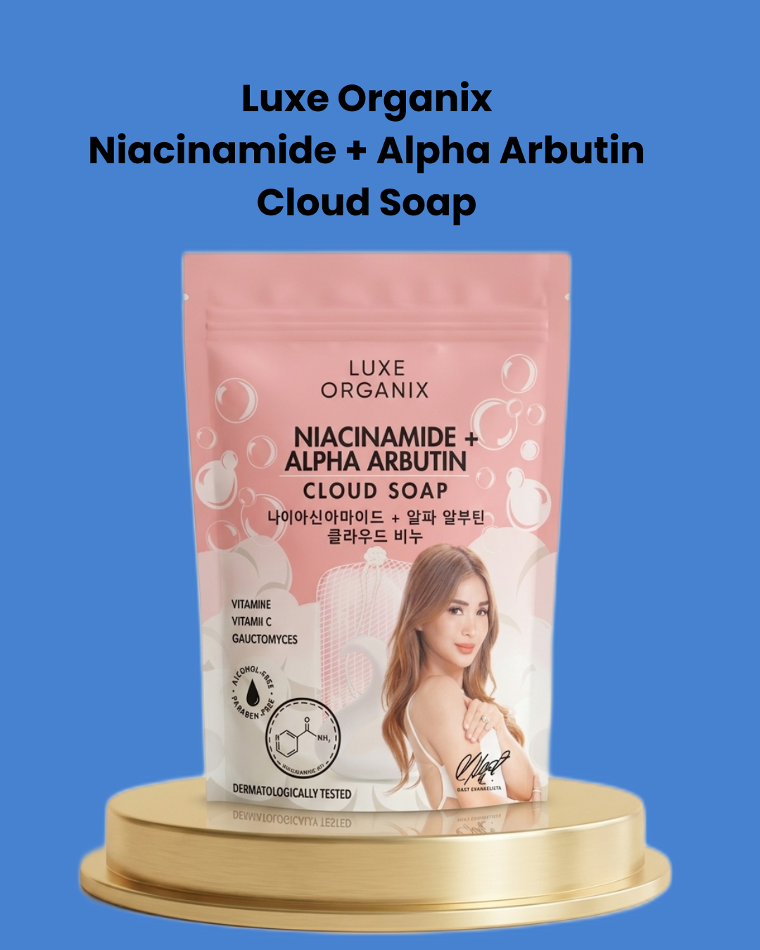 Luxe Organix Niacinamide + Alpha Arbutin Cloud Soap – Verhelderende Gezichts- en Lichaamszeep – Helpt Donkere Vlekken te Verminderen, Egaliseert de Huidtint, Hydrateert en Reinigt Mild – Voor een Stralende, Zachte &amp; Gezonde Huid