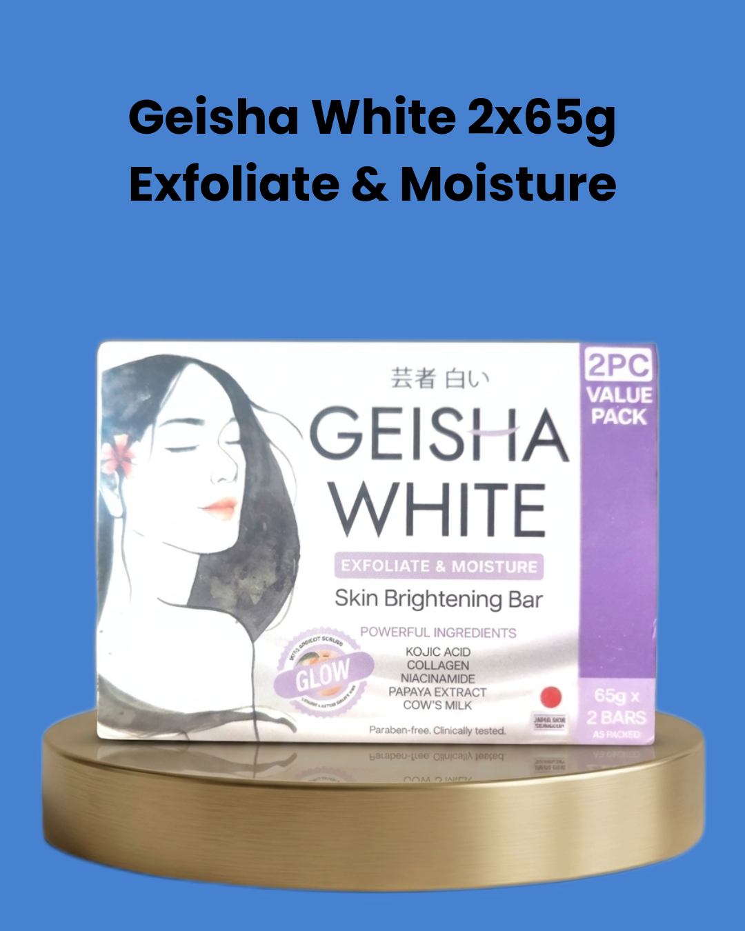 Geisha White Exfoliate &amp; Moisture Soap – 2×65 g – Exfoliërende &amp; Hydraterende Zeepset – Verwijdert Dode Huidcellen, Helpt de Huid te Verzachten &amp; Intensief te Hydrateren – Voor een Gladde, Frisse, Stralende &amp; Gezond Uitziende Huid