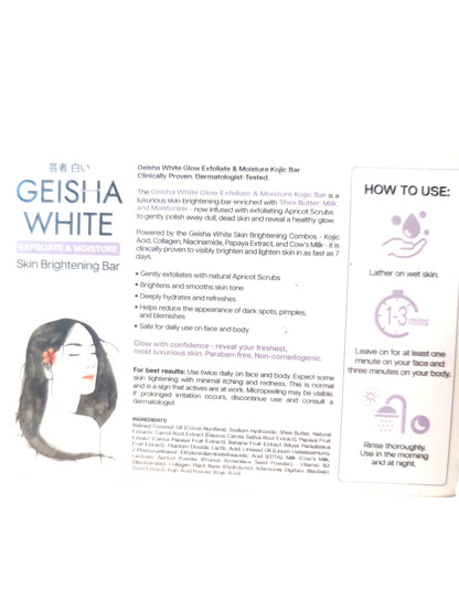 Geisha White Exfoliate &amp; Moisture Soap – 2×65 g – Exfoliërende &amp; Hydraterende Zeepset – Verwijdert Dode Huidcellen, Helpt de Huid te Verzachten &amp; Intensief te Hydrateren – Voor een Gladde, Frisse, Stralende &amp; Gezond Uitziende Huid
