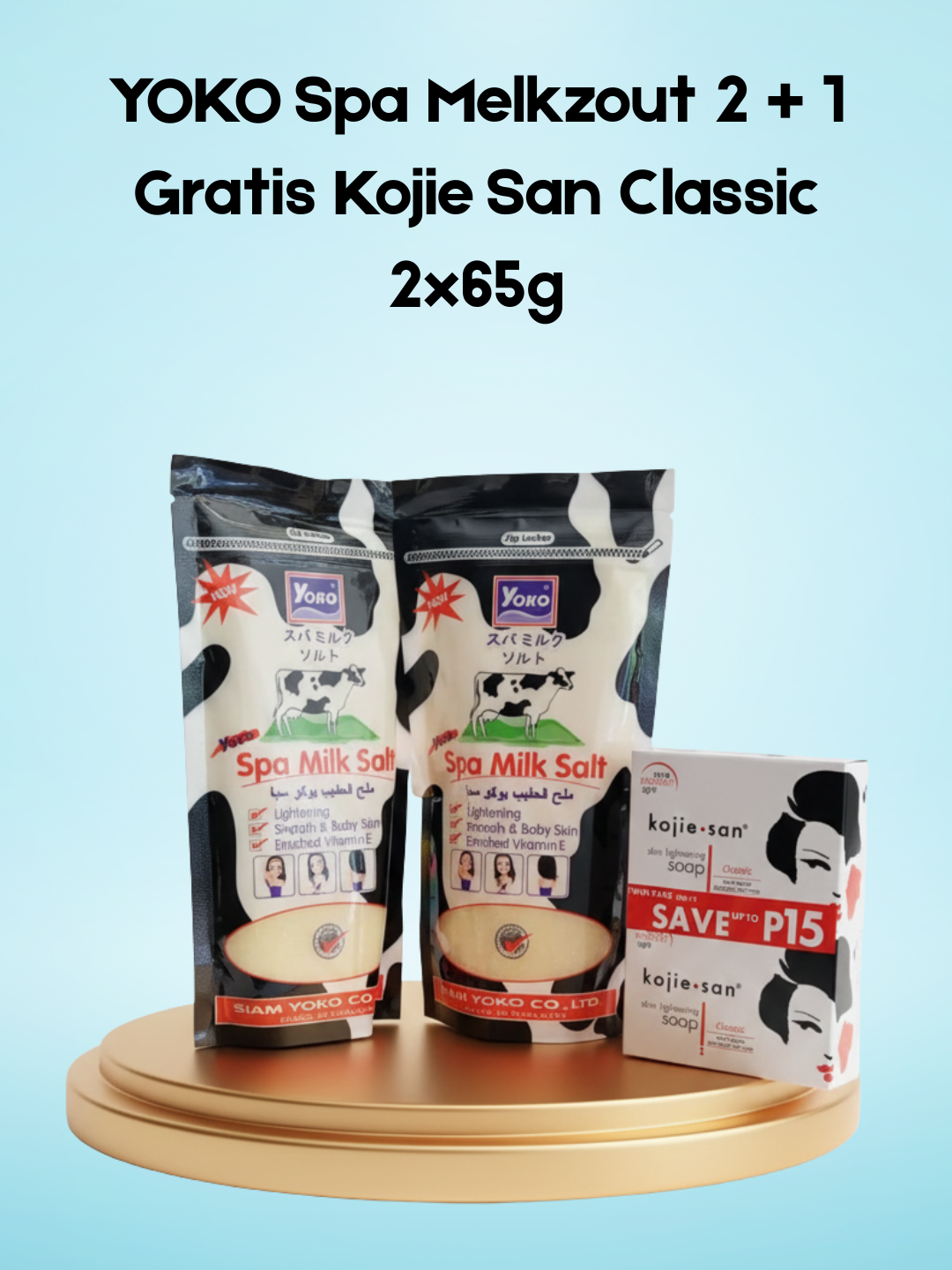 YOKO Spa Milk Salt 2 + 1 Free Kojie San Classic 2x65g