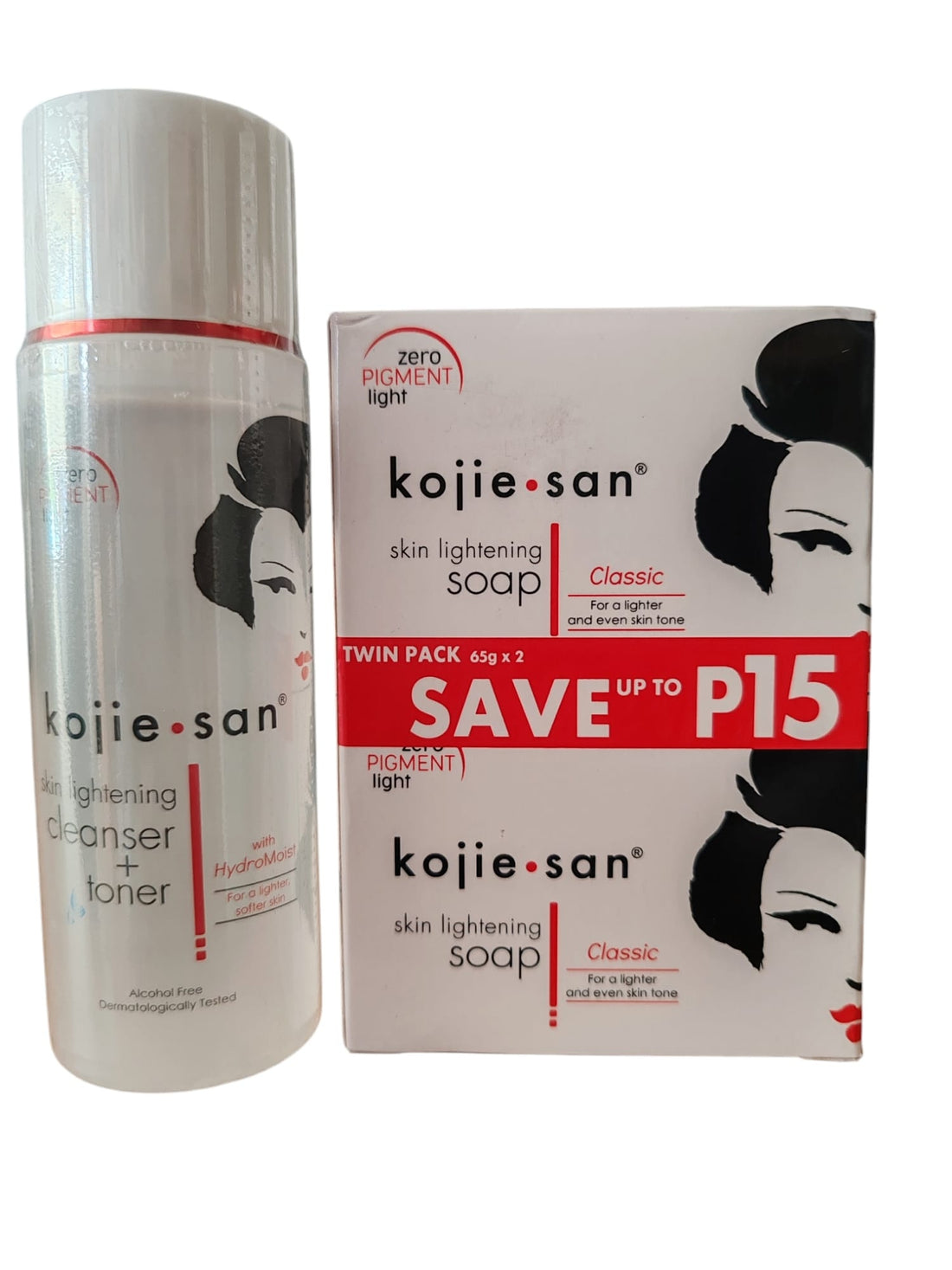 Savon blanchissant Kojie San 2 x 65 grammes + nettoyant blanchissant + tonique