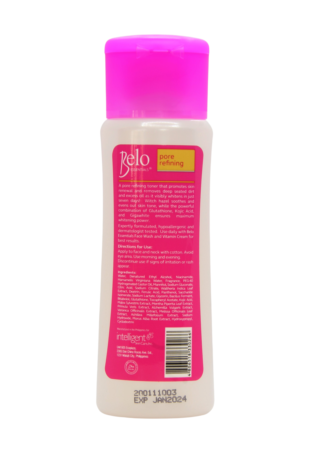 Tonique hydratant et éclaircissant pour la peau Belo Essentials 100 ml