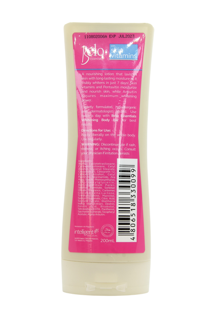 Lotion corporelle nourrissante éclaircissante pour la peau Belo Essentials 200 ml