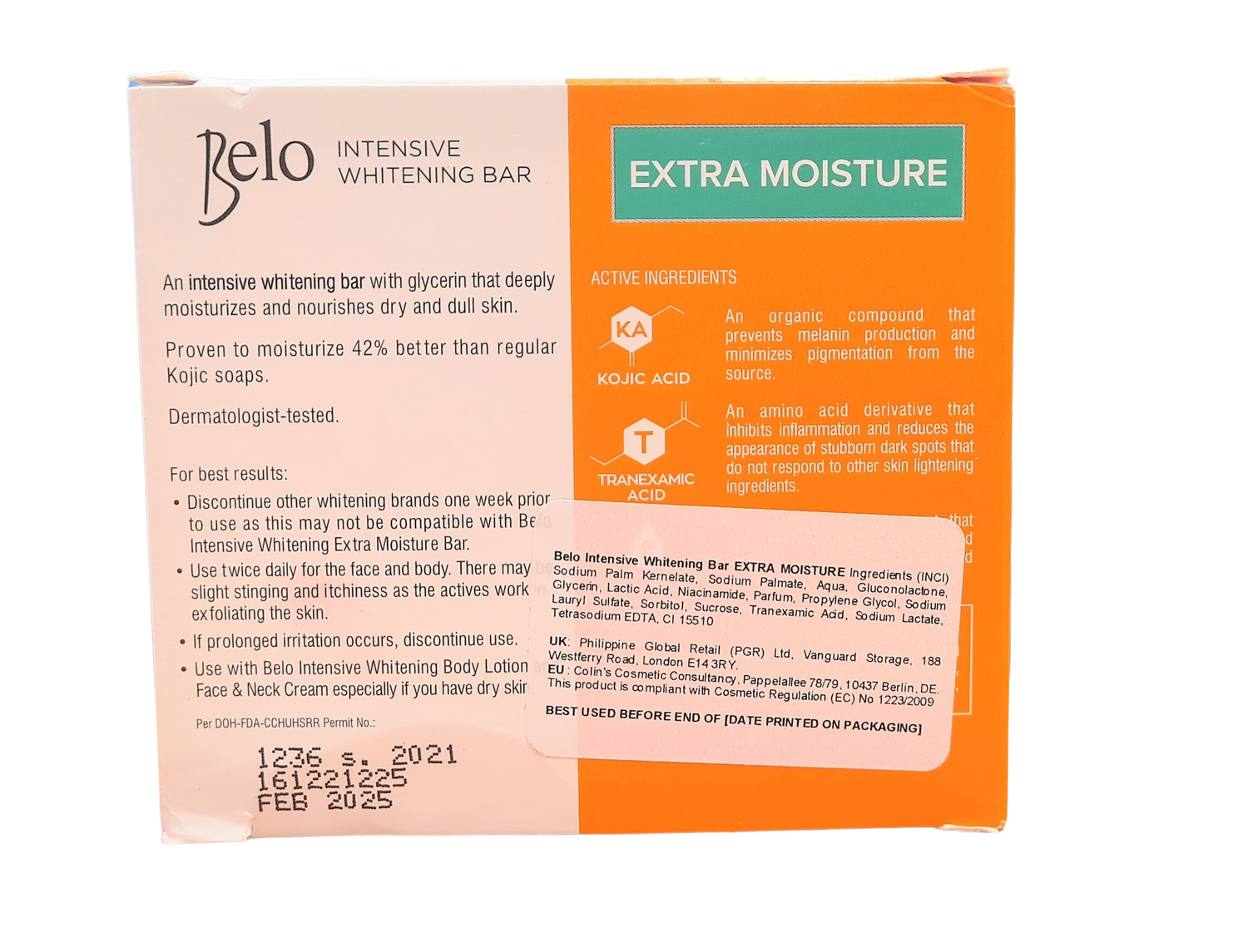 Savon blanchissant intensif Belo extra hydratant 2 x 65 grammes