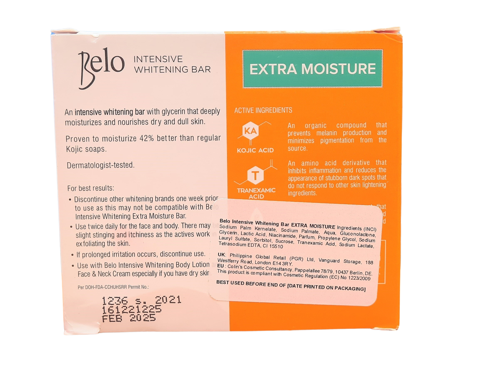 Savon blanchissant intensif Belo extra hydratant 2 x 65 grammes