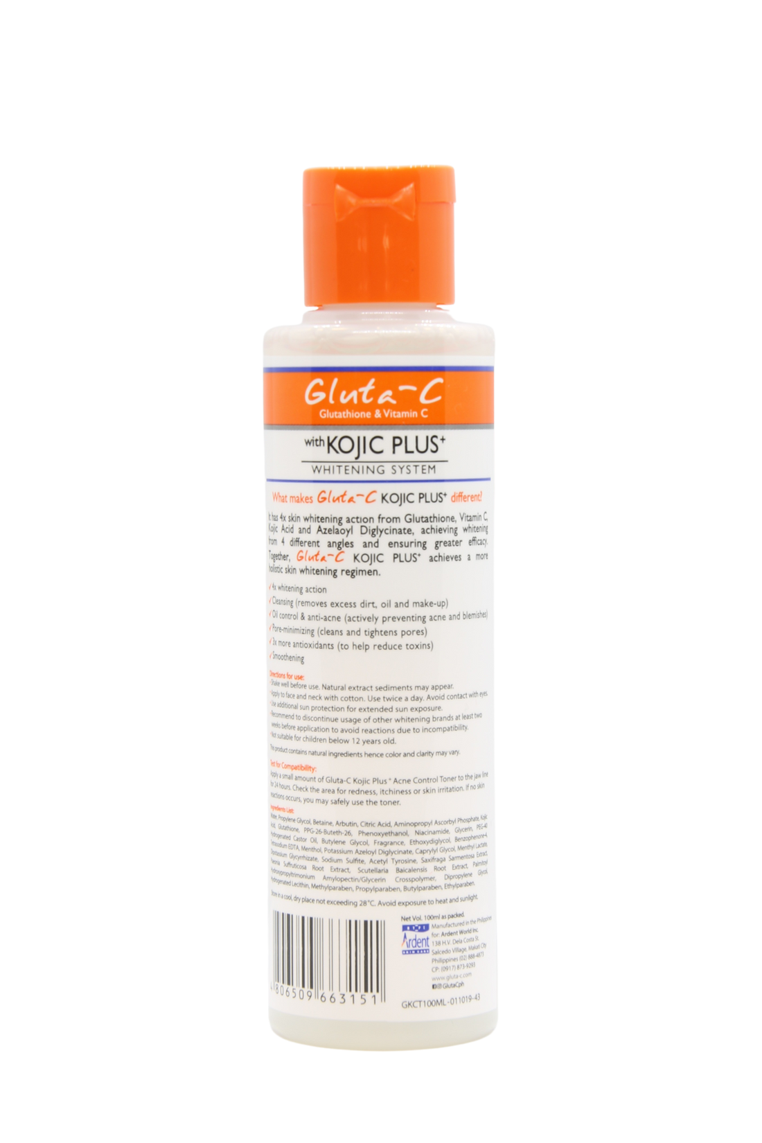 Gluta-C 4 x Tonique blanchissant pour la peau et anti-acné, 100 ml