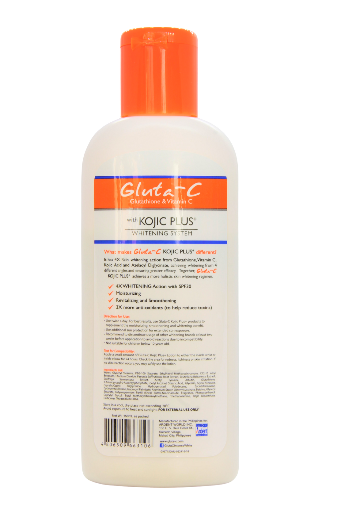 Gluta-C 4x Lotion Corps Éclaircissante SPF30 150 ml