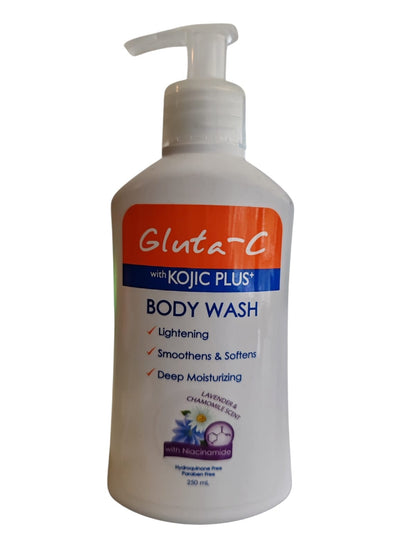 Gluta-C avec Kojic Plus Nettoyant éclaircissant pour le corps – 250 ml – Nettoyant corporel hydratant et hydratant – Aide à nettoyer, égaliser la teinte d&