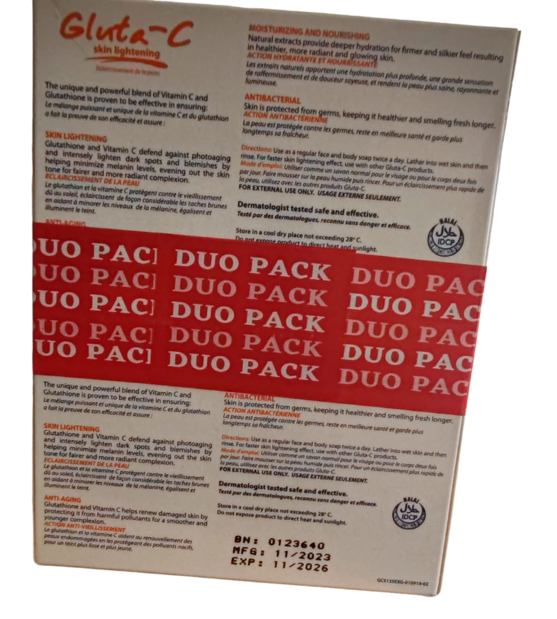 Duo de savons éclaircissants pour le visage et le corps au glutamate C, 270 grammes
